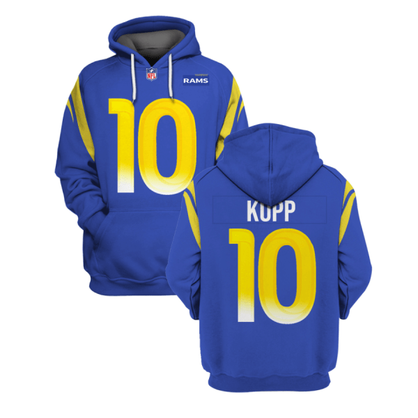 Men's Los Angeles Rams #10 Cooper Kupp 2021 Royal Pullover Hoodie Men's Los Angeles Rams #10 Cooper Kupp 2021 Royal Pullover Hoodie